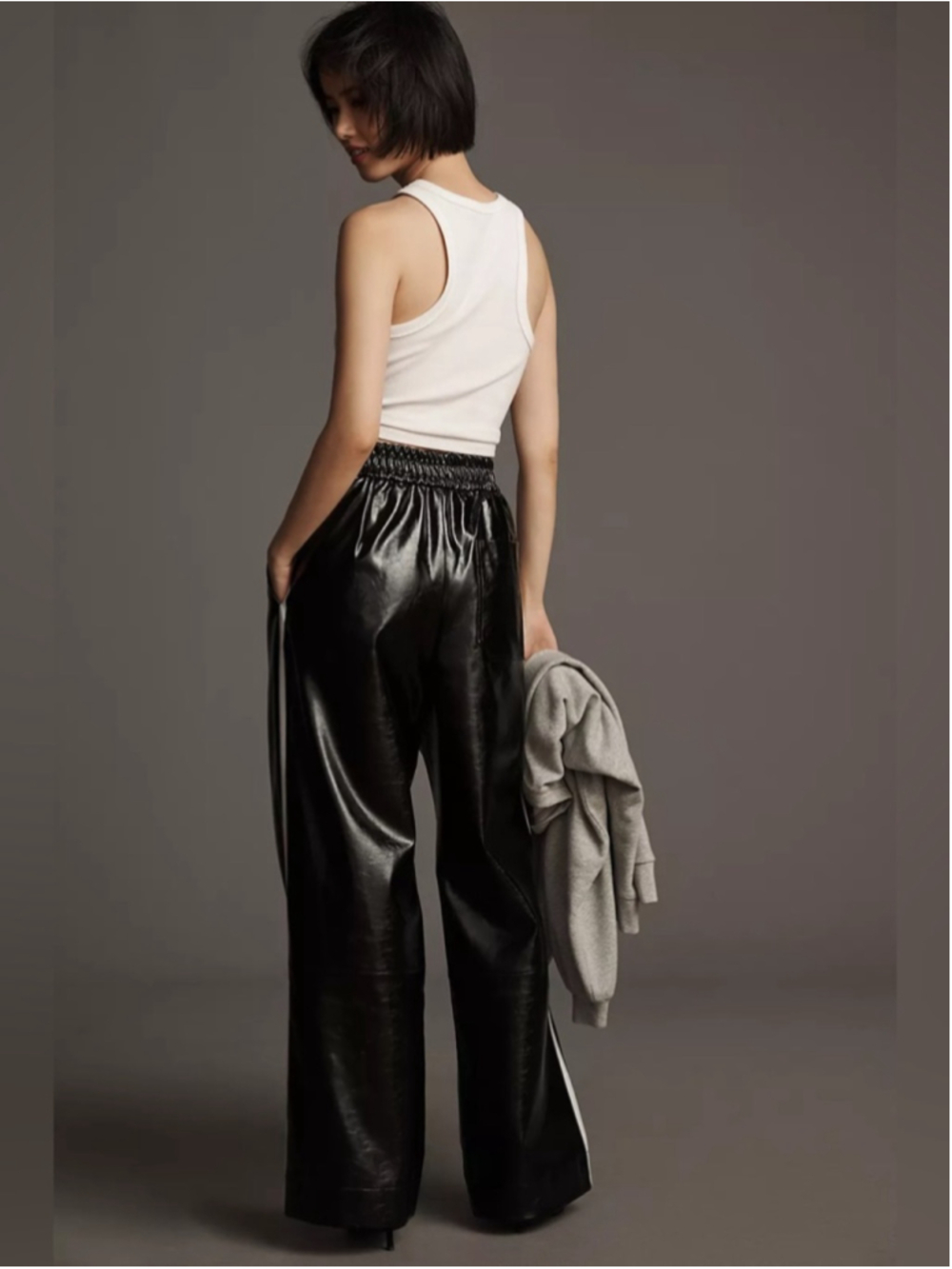 Maeve by Anthropologie Faux Patent Leather Pants Sz XS (13.5”W) Black #338 NWOT - Picture 4 of 11